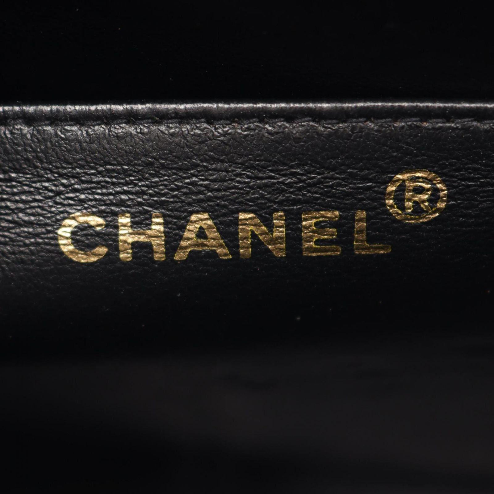 Chanel Shoulder Bag Bias Stitch CC Logo Black Caviar Leather Chain