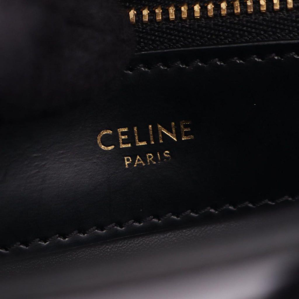 Celine Shoulder Bag Triomphe Black Leather