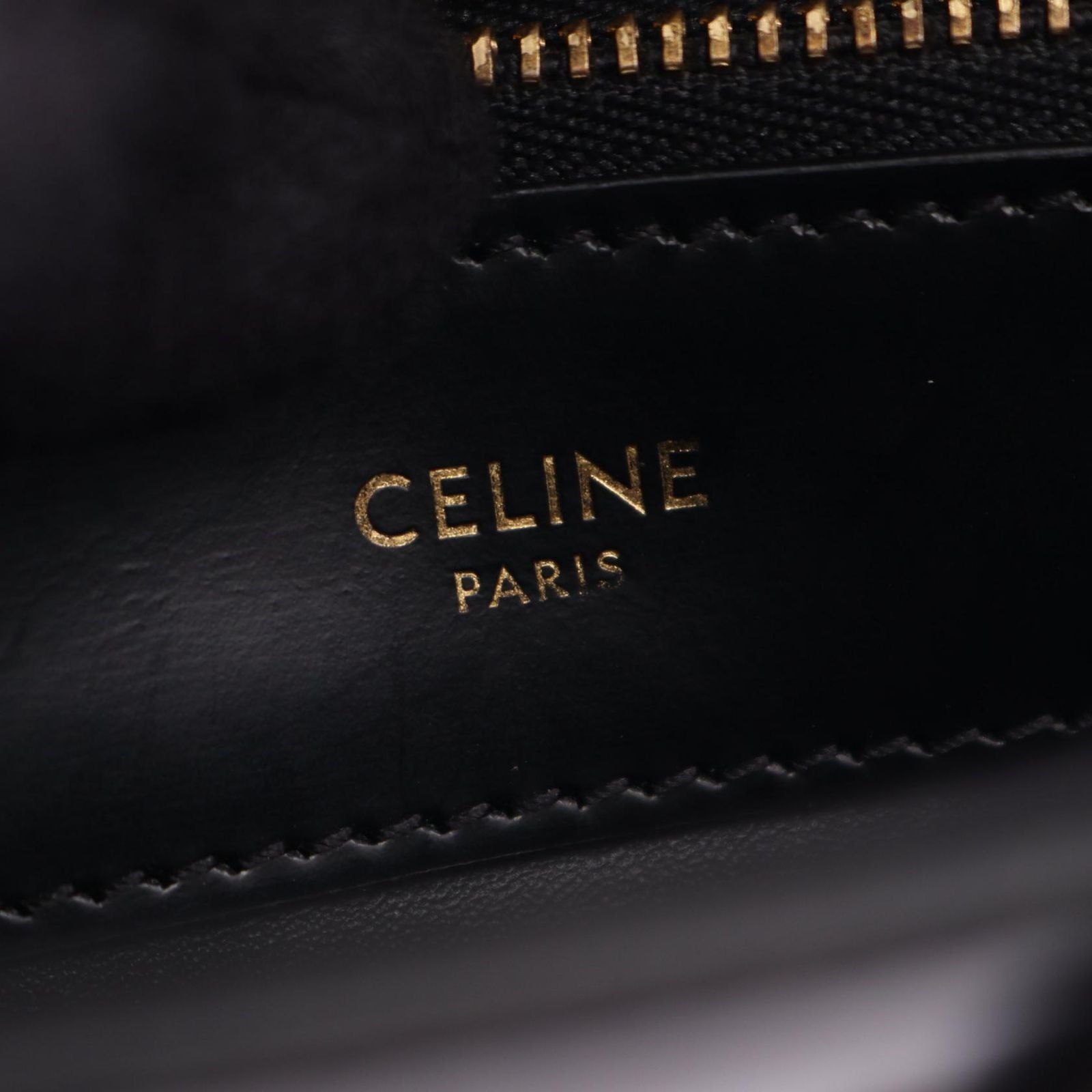 Celine Shoulder Bag Triomphe Black Leather