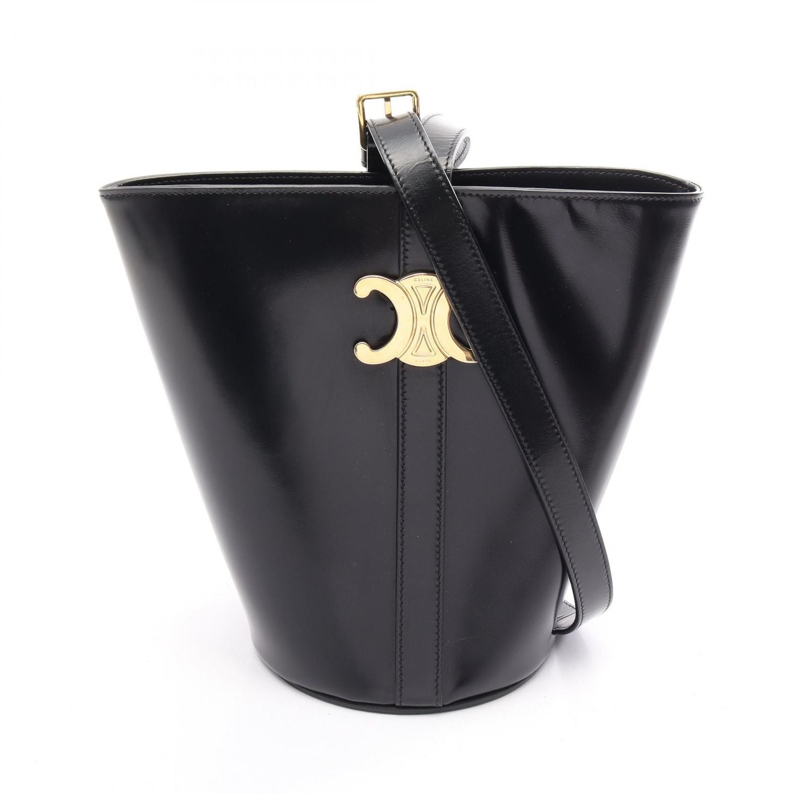 Celine Shoulder Bag Triomphe Black Leather