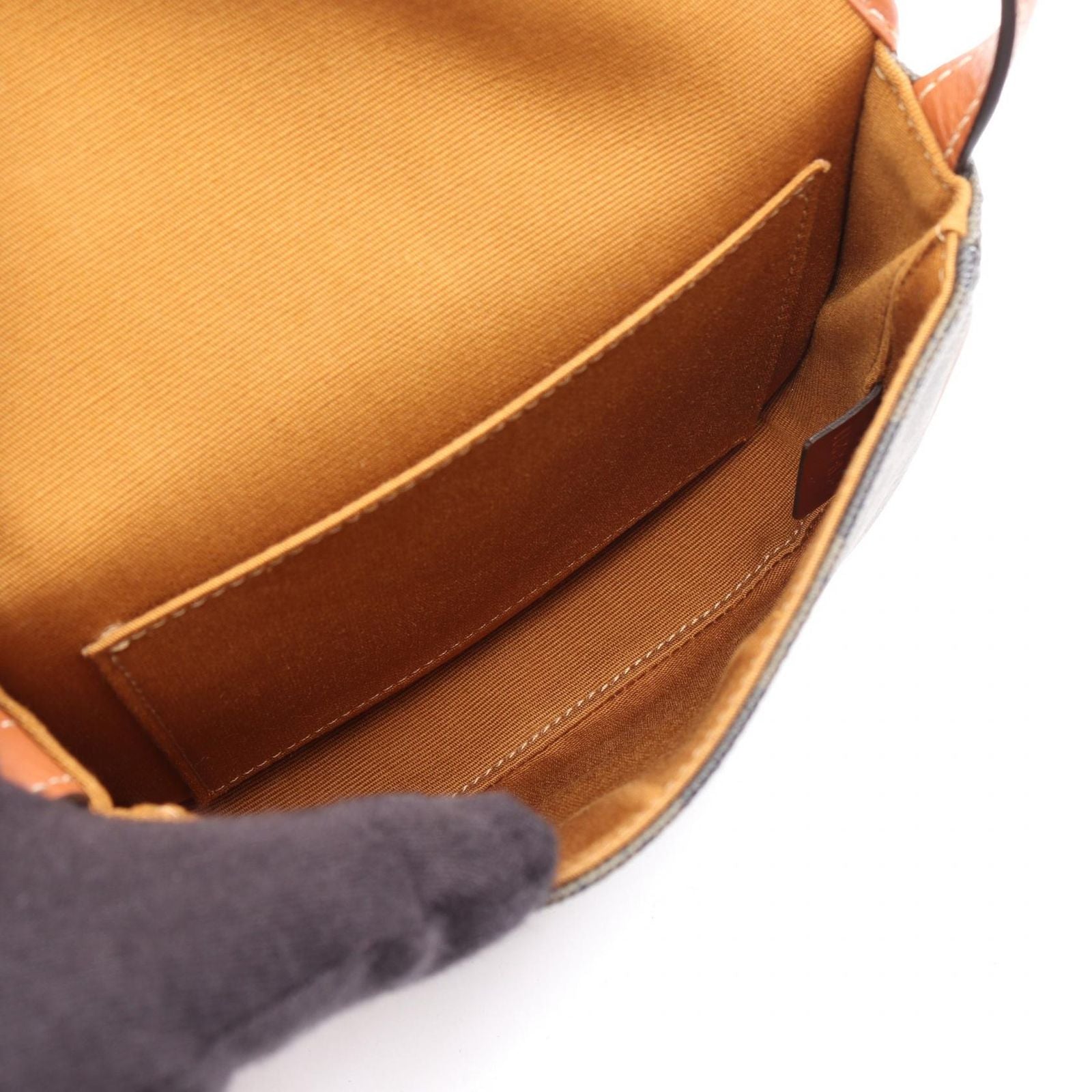 Celine Shoulder Bag Triomphe Mini Besace Black Brown Canvas Leather