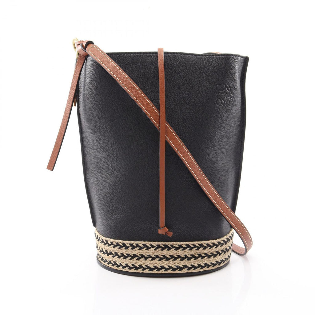 Loewe Shoulder Bag Gate Bucket Black Natural Leather