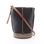 Loewe Shoulder Bag Gate Bucket Black Natural Leather