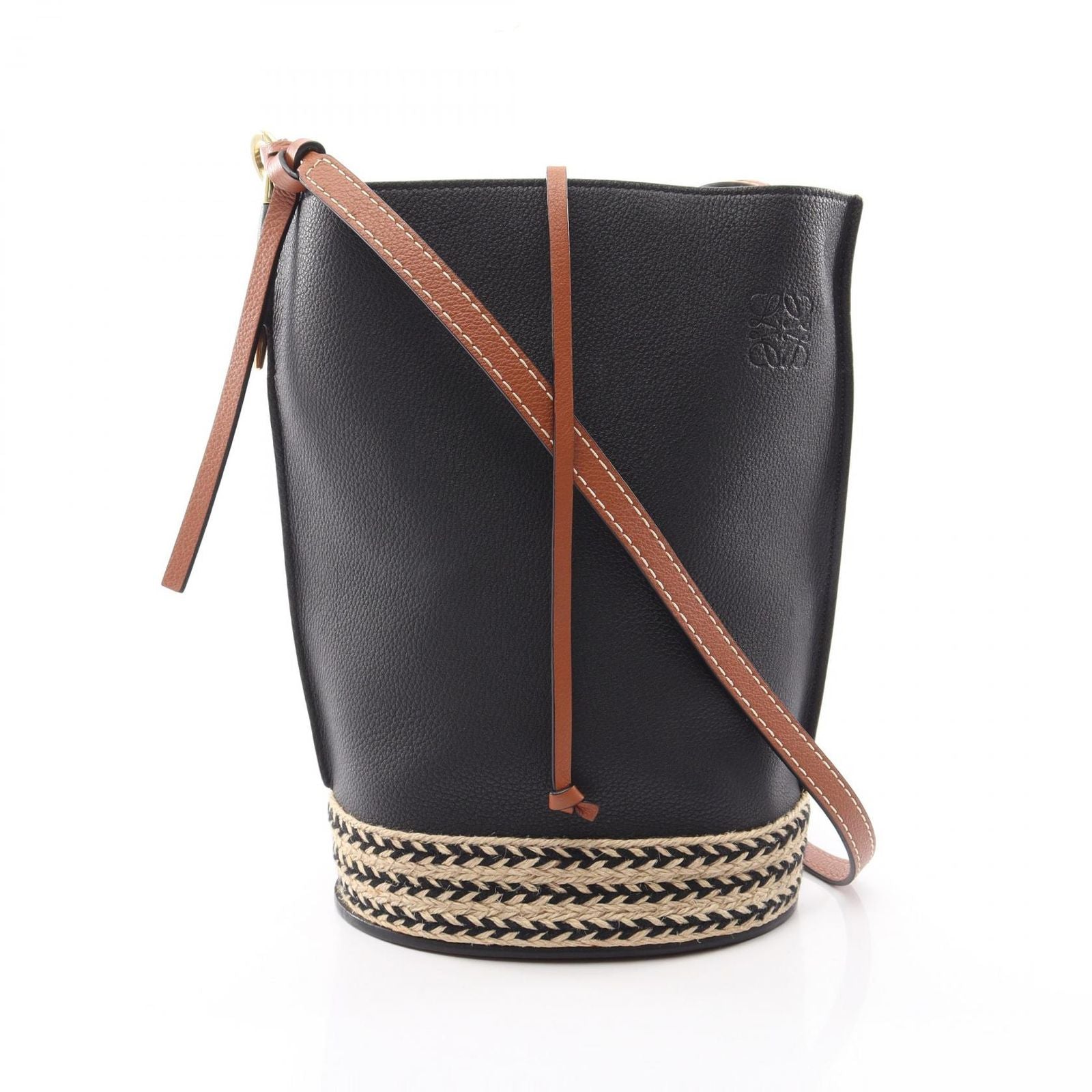 Loewe Shoulder Bag Gate Bucket Black Natural Leather