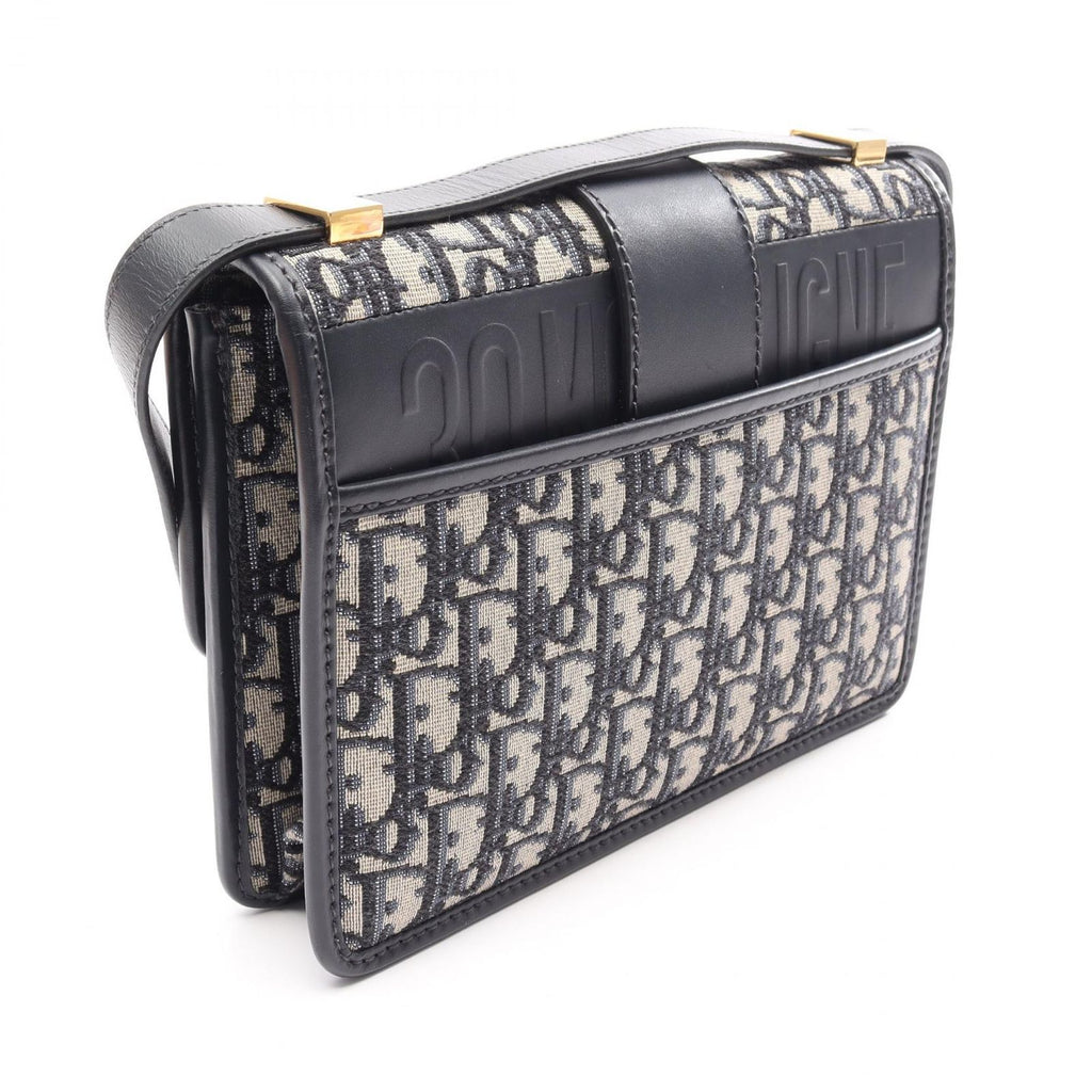 Dior Shoulder Bag 30 Montaigne Oblique Navy Canvas Leather