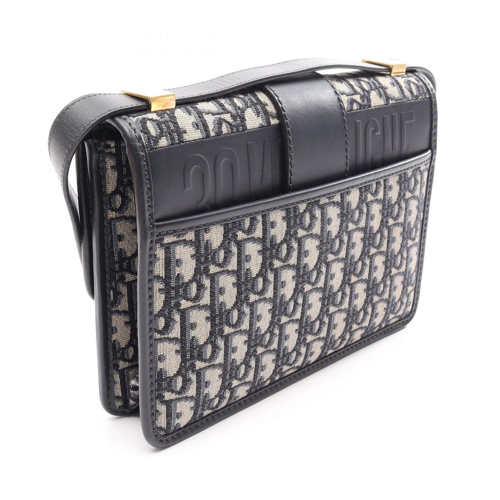 Dior Shoulder Bag 30 Montaigne Oblique Navy Canvas Leather