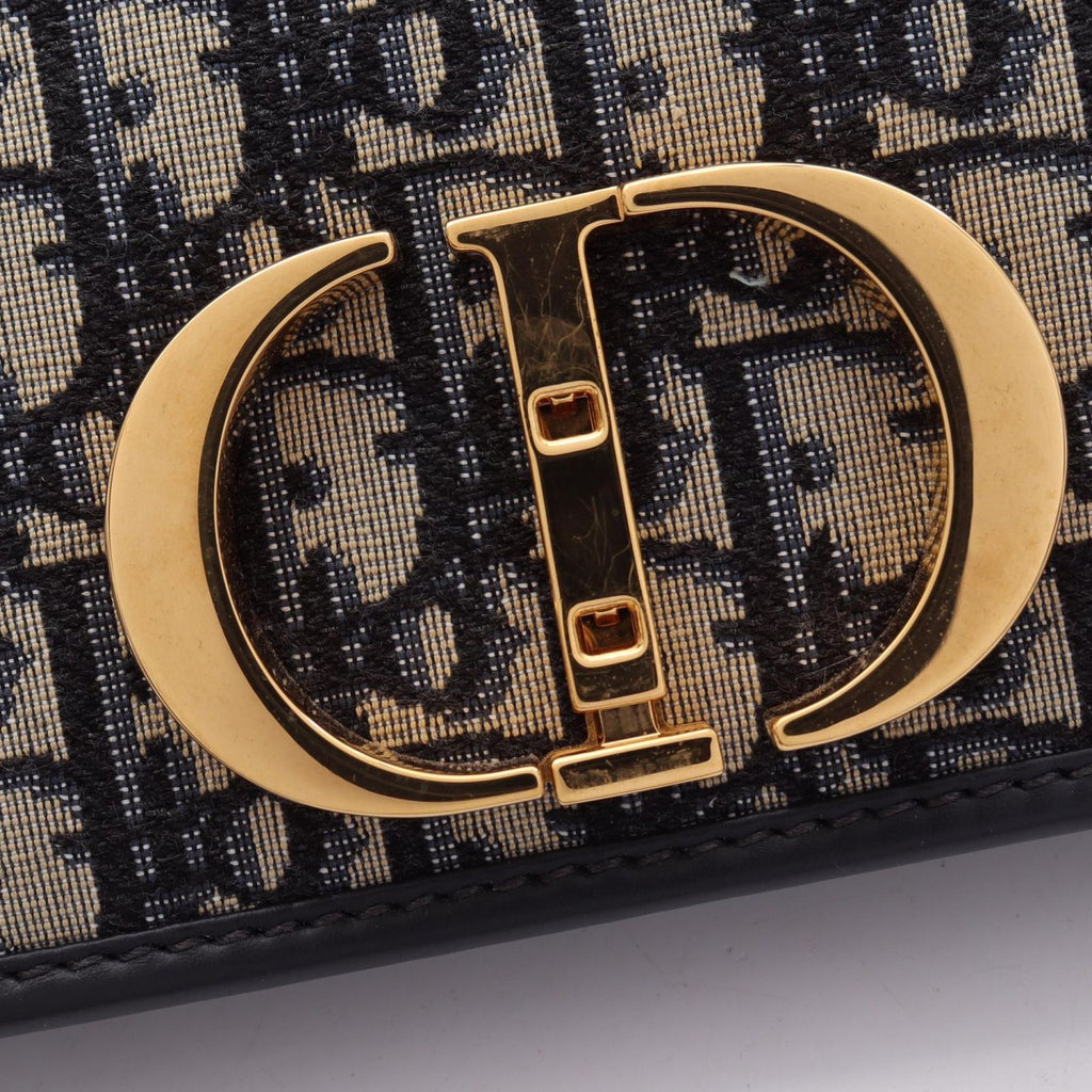 Dior Shoulder Bag 30 Montaigne Oblique Navy Canvas Leather