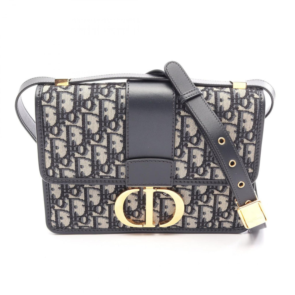 Dior Shoulder Bag 30 Montaigne Oblique Navy Canvas Leather