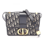 Dior Shoulder Bag 30 Montaigne Oblique Navy Canvas Leather