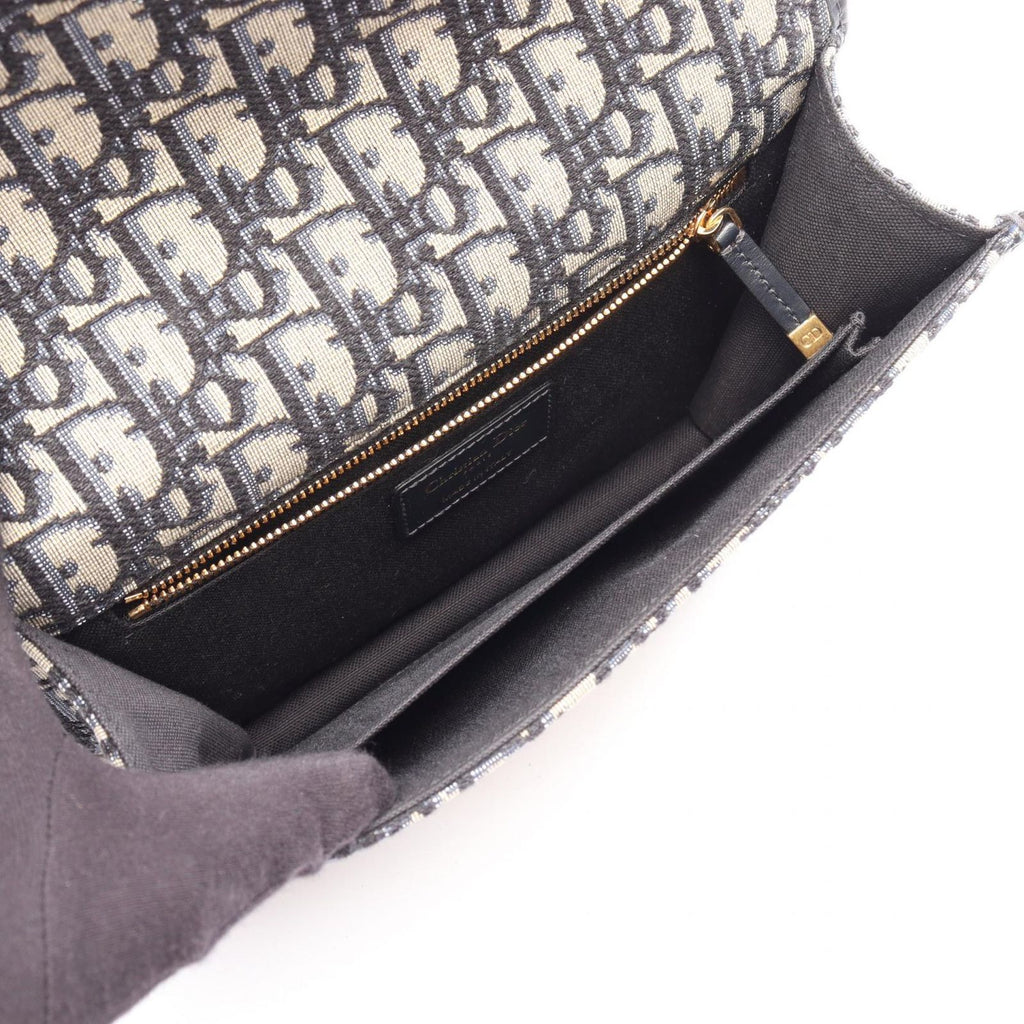 Dior Shoulder Bag 30 Montaigne Oblique Navy Canvas Leather