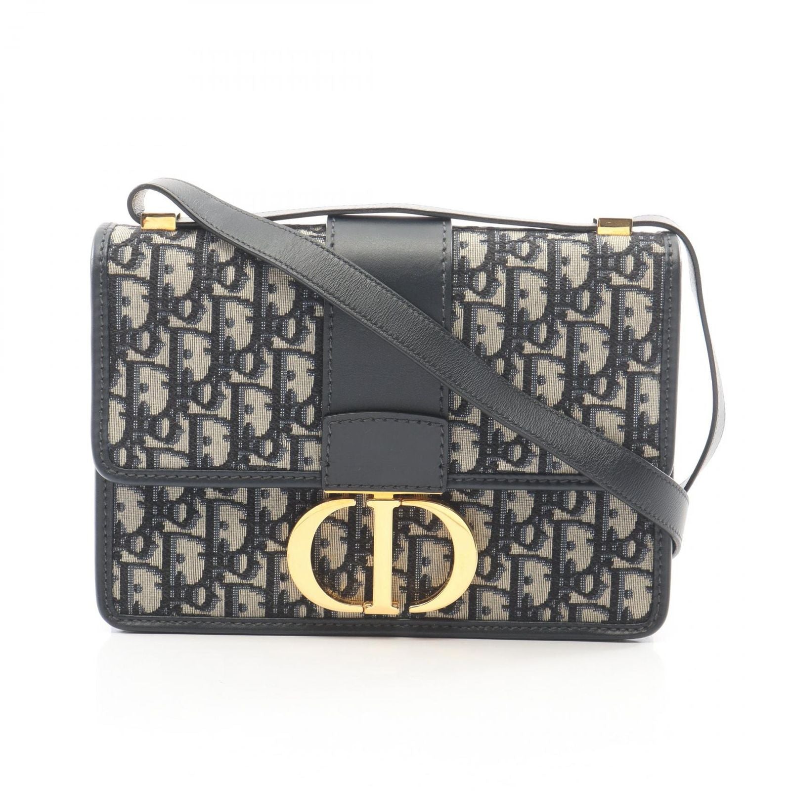 Dior Shoulder Bag 30 Montaigne Oblique Jacquard Navy Canvas Leather