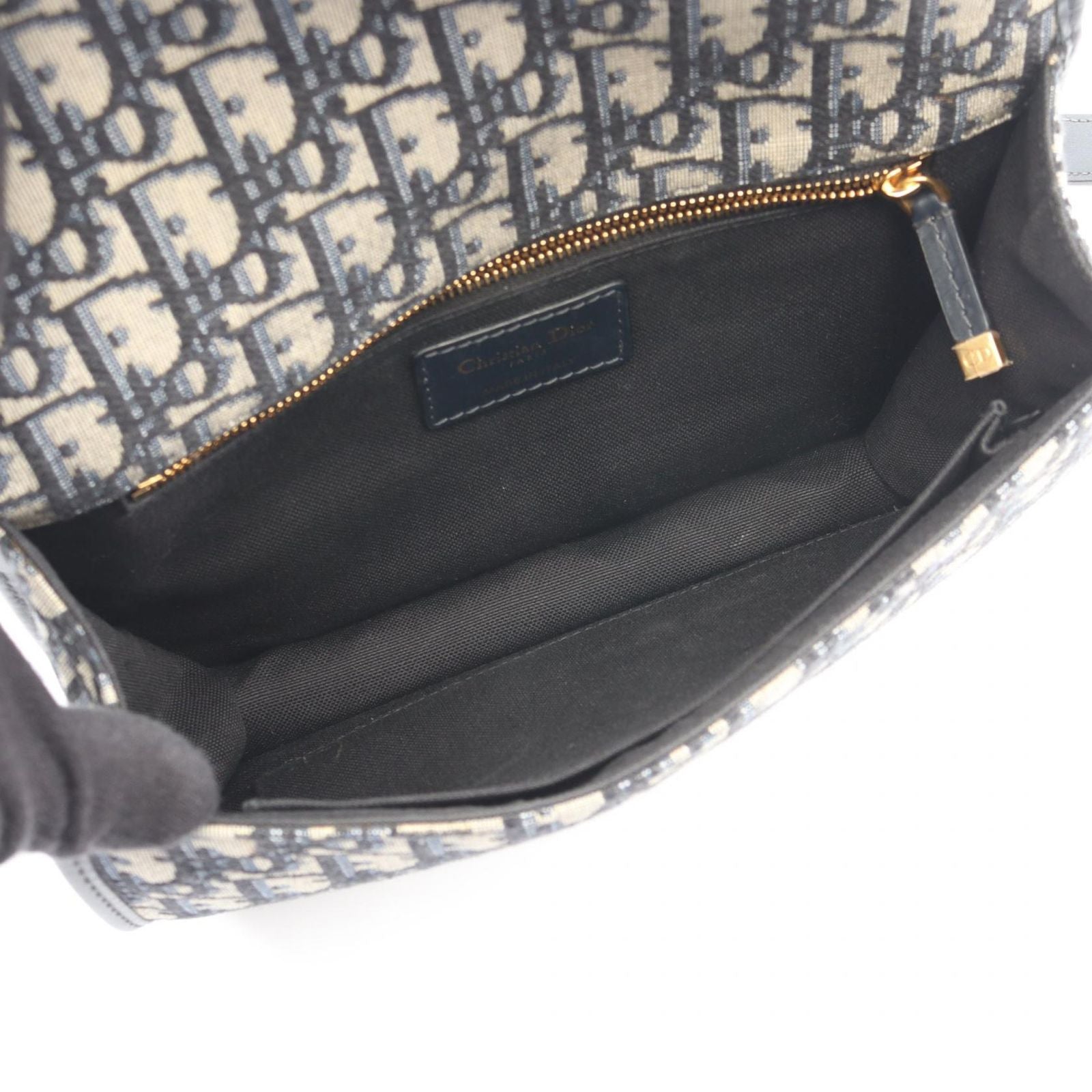 Dior Shoulder Bag 30 Montaigne Oblique Jacquard Navy Canvas Leather