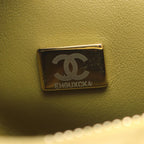 Chanel Shoulder Bag Quilted Mini Bow 2-Way Khaki Lambskin Wood Handle