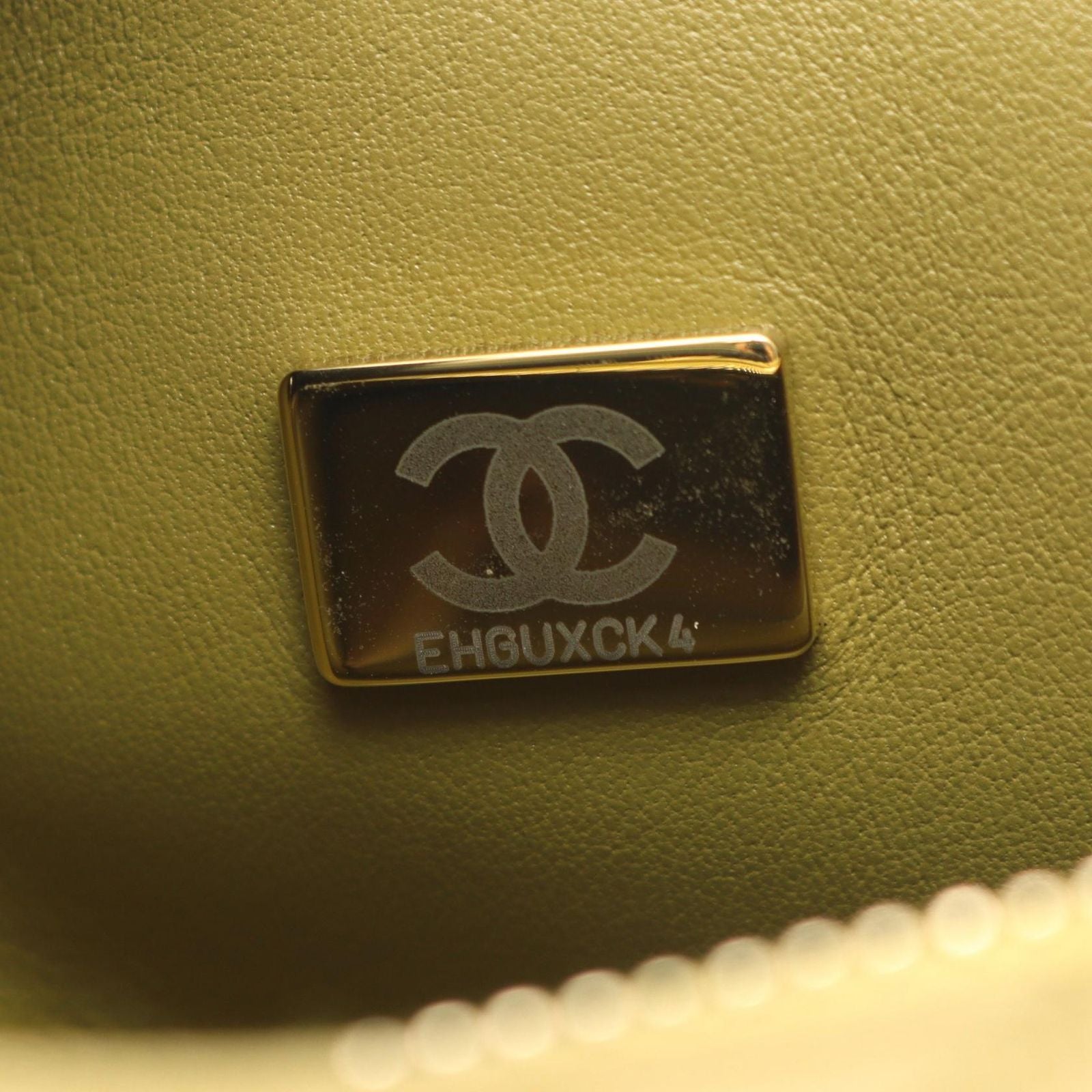 Chanel Shoulder Bag Quilted Mini Bow 2-Way Khaki Lambskin Wood Handle