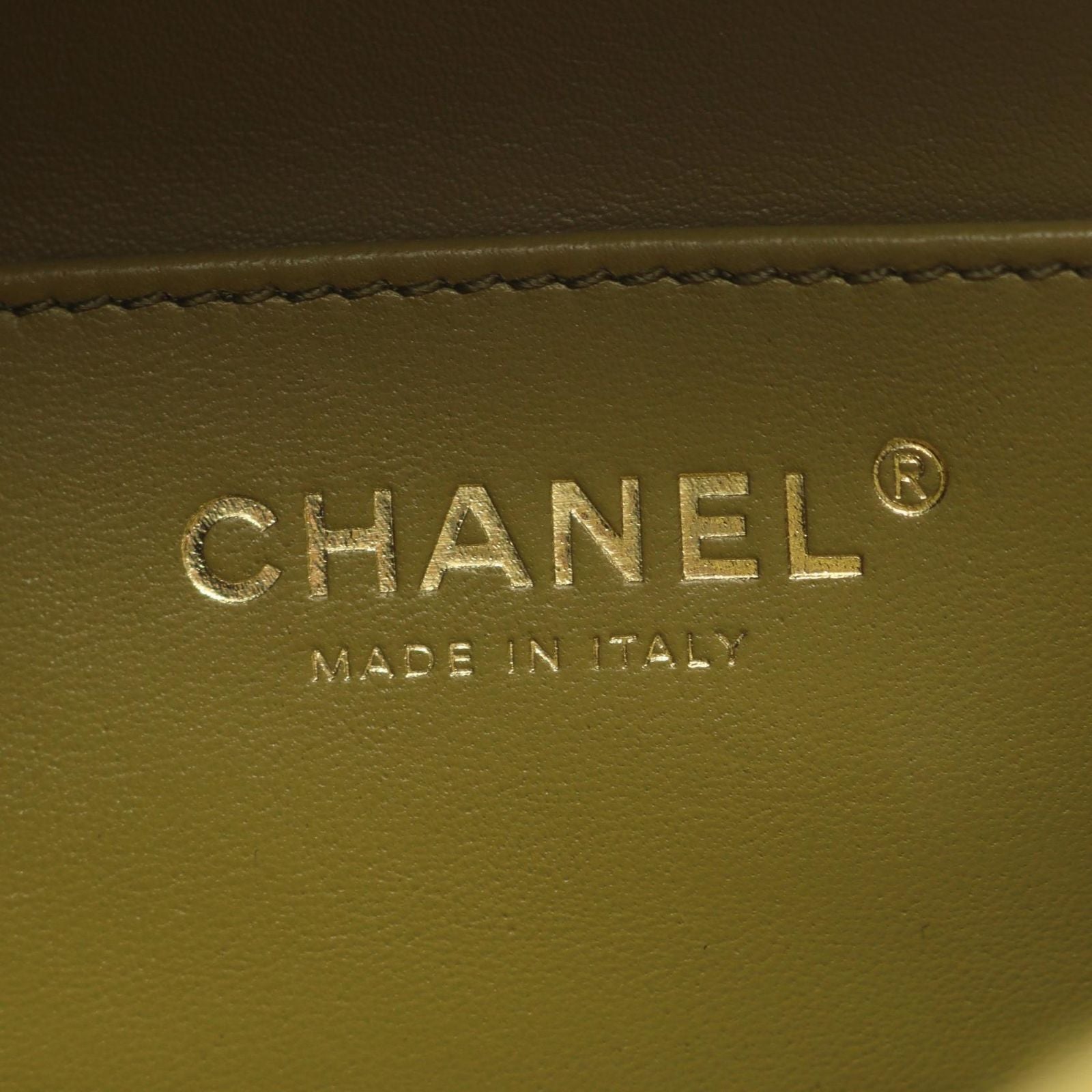 Chanel Shoulder Bag Quilted Mini Bow 2-Way Khaki Lambskin Wood Handle
