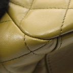 Chanel Shoulder Bag Quilted Mini Bow 2-Way Khaki Lambskin Wood Handle
