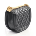 Chanel Shoulder Bag Boy Small Black Lambskin Chain