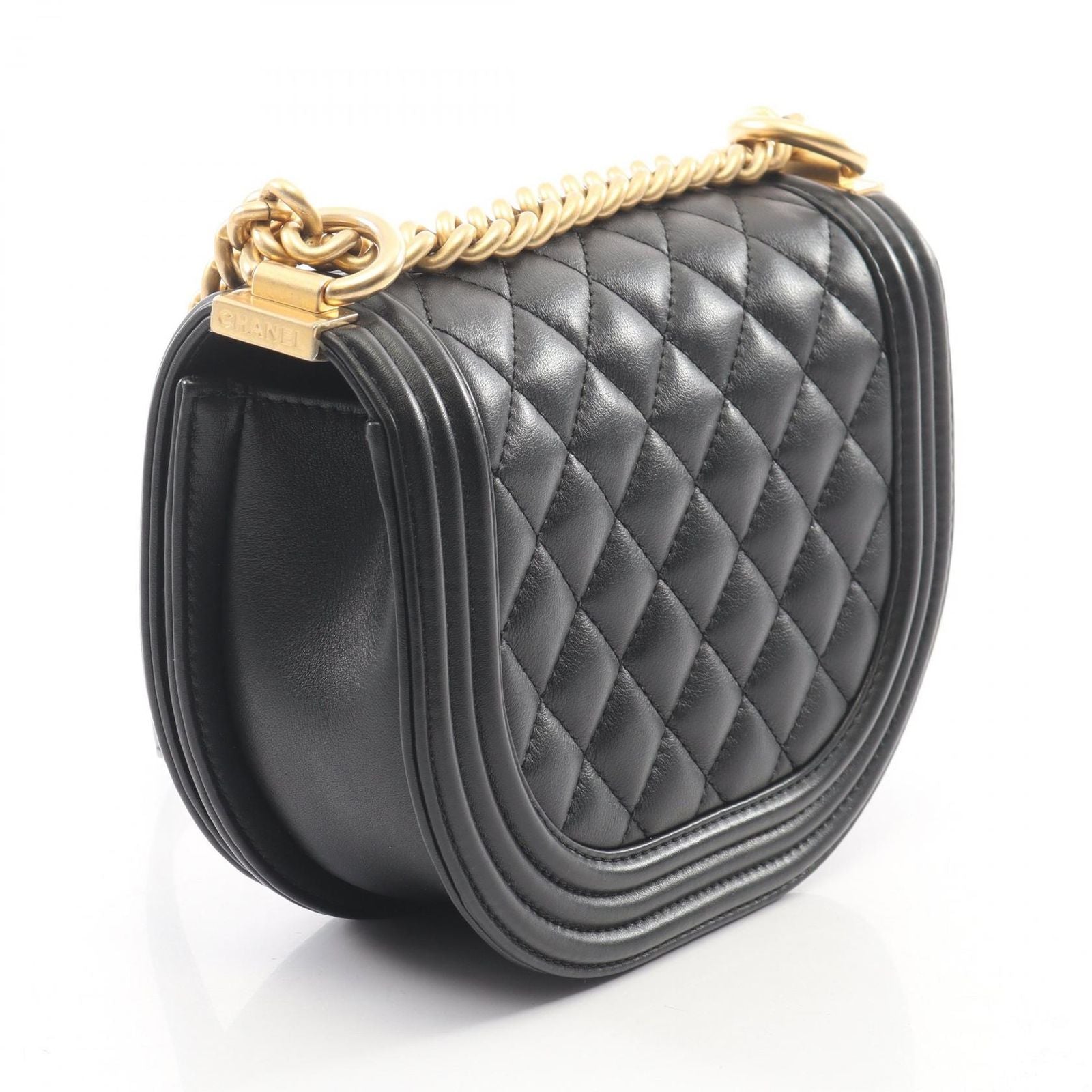 Chanel Shoulder Bag Boy Small Black Lambskin Chain