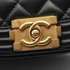 Chanel Shoulder Bag Boy Small Black Lambskin Chain