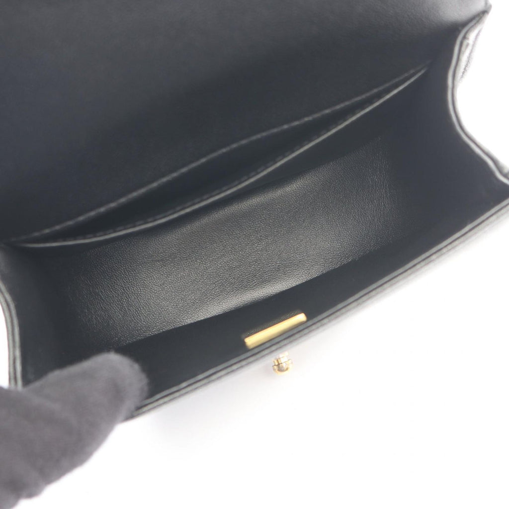 Chanel Shoulder Bag Boy Small Black Caviar Leather Chain