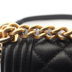 Chanel Shoulder Bag Boy Small Black Caviar Leather Chain