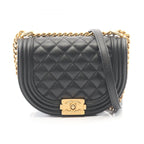 Chanel Shoulder Bag Boy Small Black Caviar Leather Chain