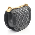 Chanel Shoulder Bag Boy Small Black Caviar Leather Chain