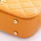 Chanel Shoulder Bag Quilted Top Handle 2-Way Orange Caviar Leather Chain