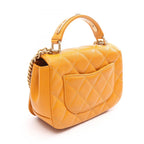 Chanel Shoulder Bag Quilted Top Handle 2-Way Orange Caviar Leather Chain
