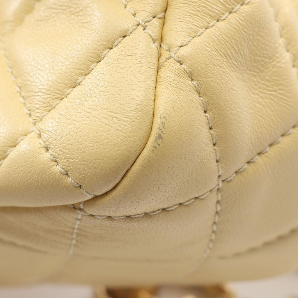 Chanel Shoulder Bag Mini Quilted Yellow Lambskin Chain