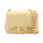 Chanel Shoulder Bag Mini Quilted Yellow Lambskin Chain