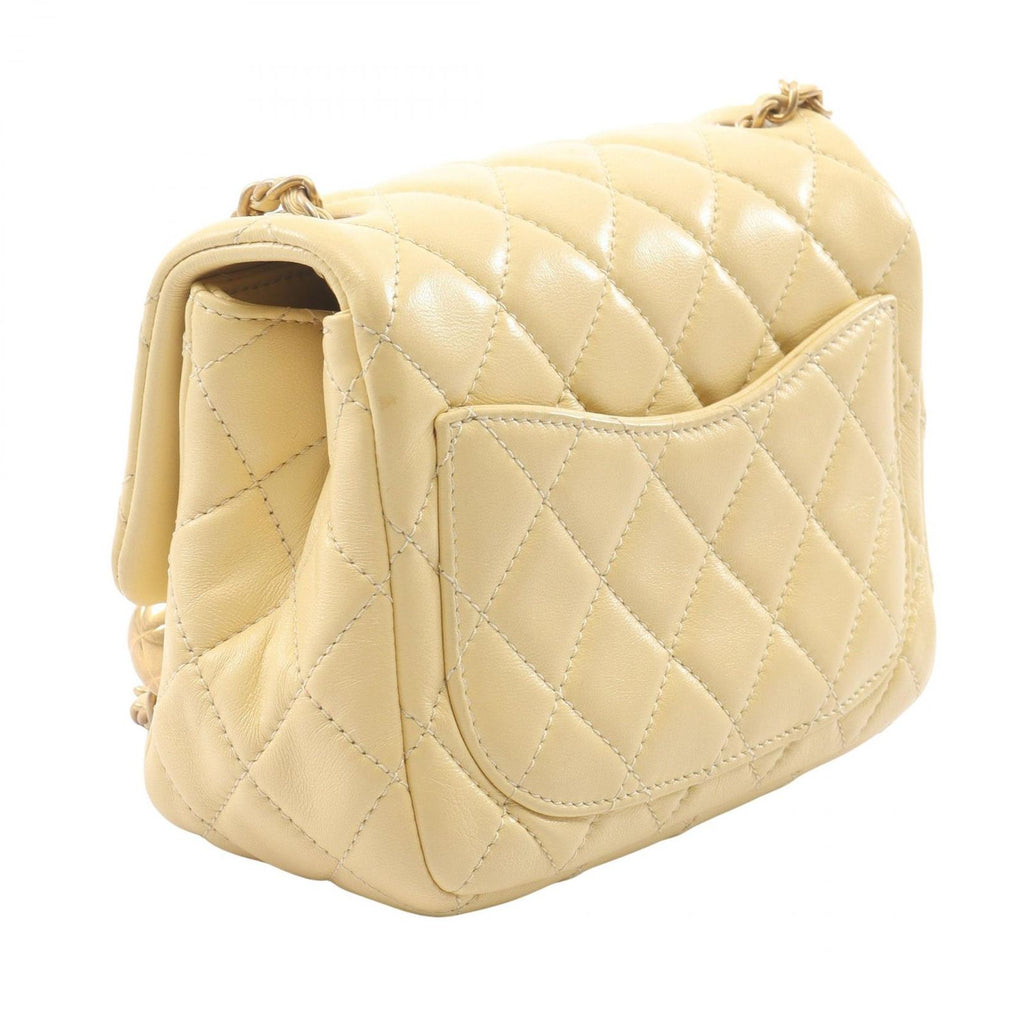 Chanel Shoulder Bag Mini Quilted Yellow Lambskin Chain