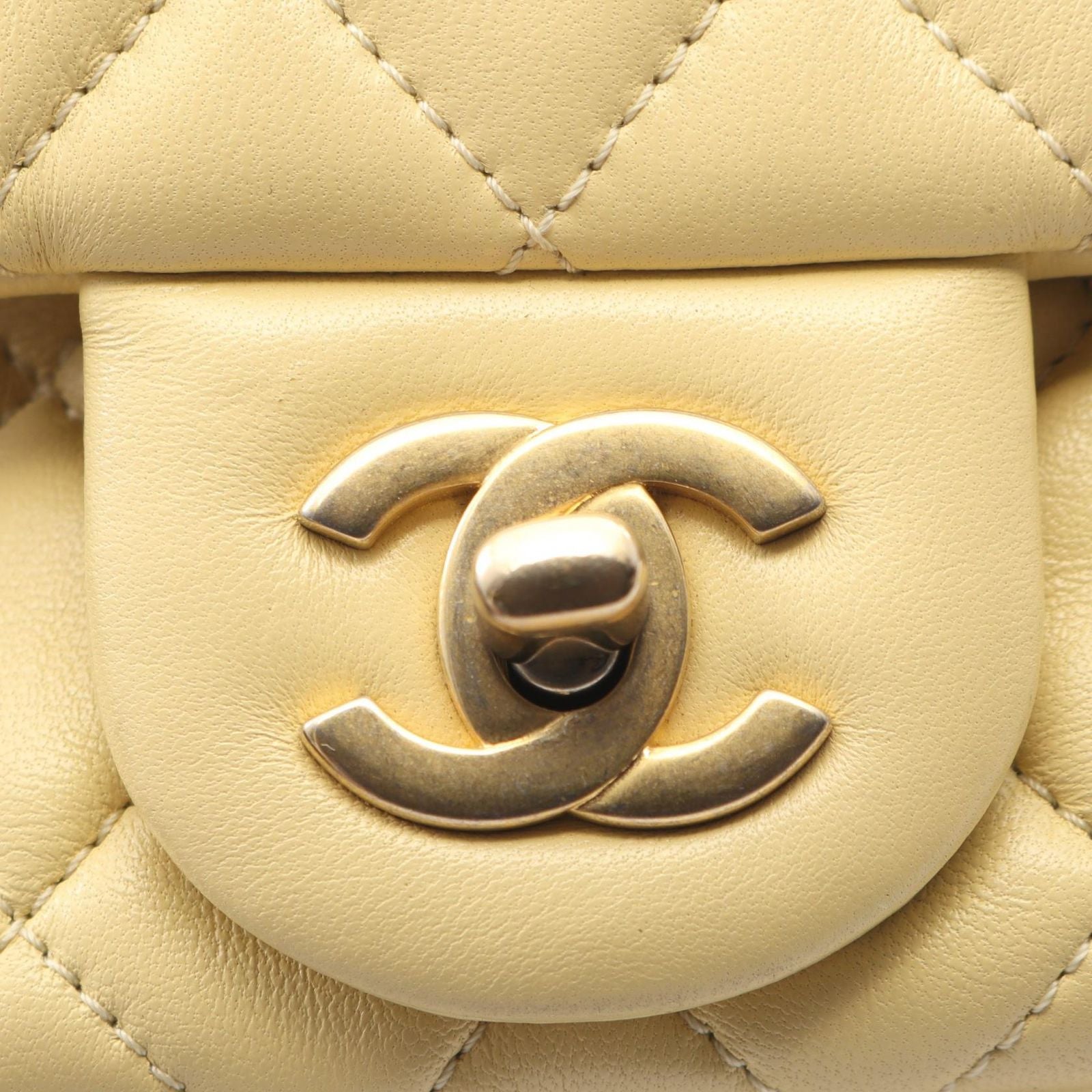 Chanel Shoulder Bag Mini Quilted Yellow Lambskin Chain