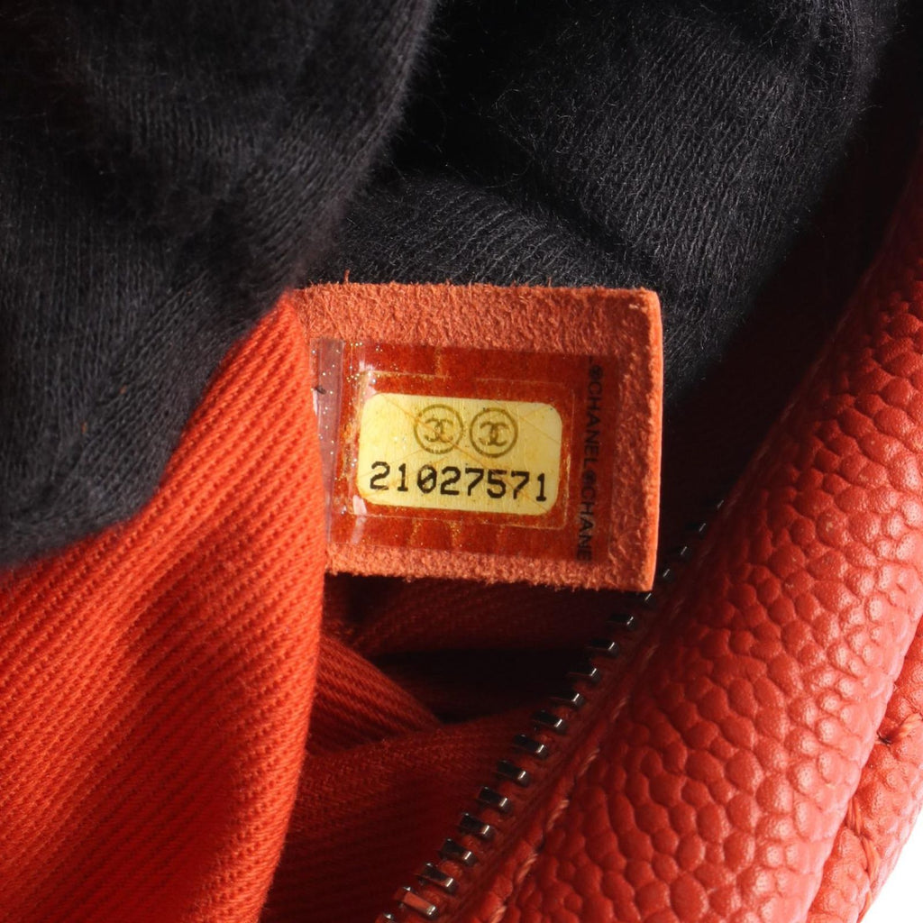 Chanel Shoulder Bag Quilted Orange Caviar Leather Chain