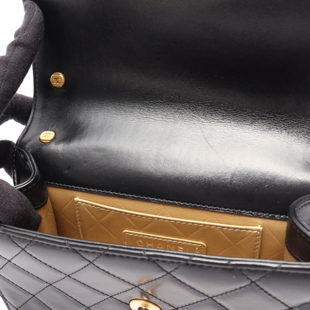 Chanel Shoulder Bag Quilted Small Flap Black Leather Chain