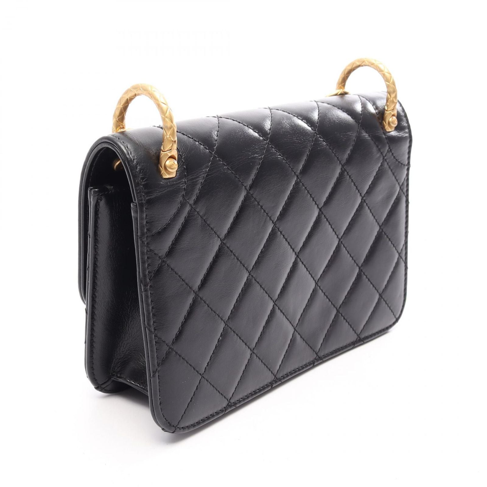 Chanel Shoulder Bag Quilted Small Flap Black Leather Chain