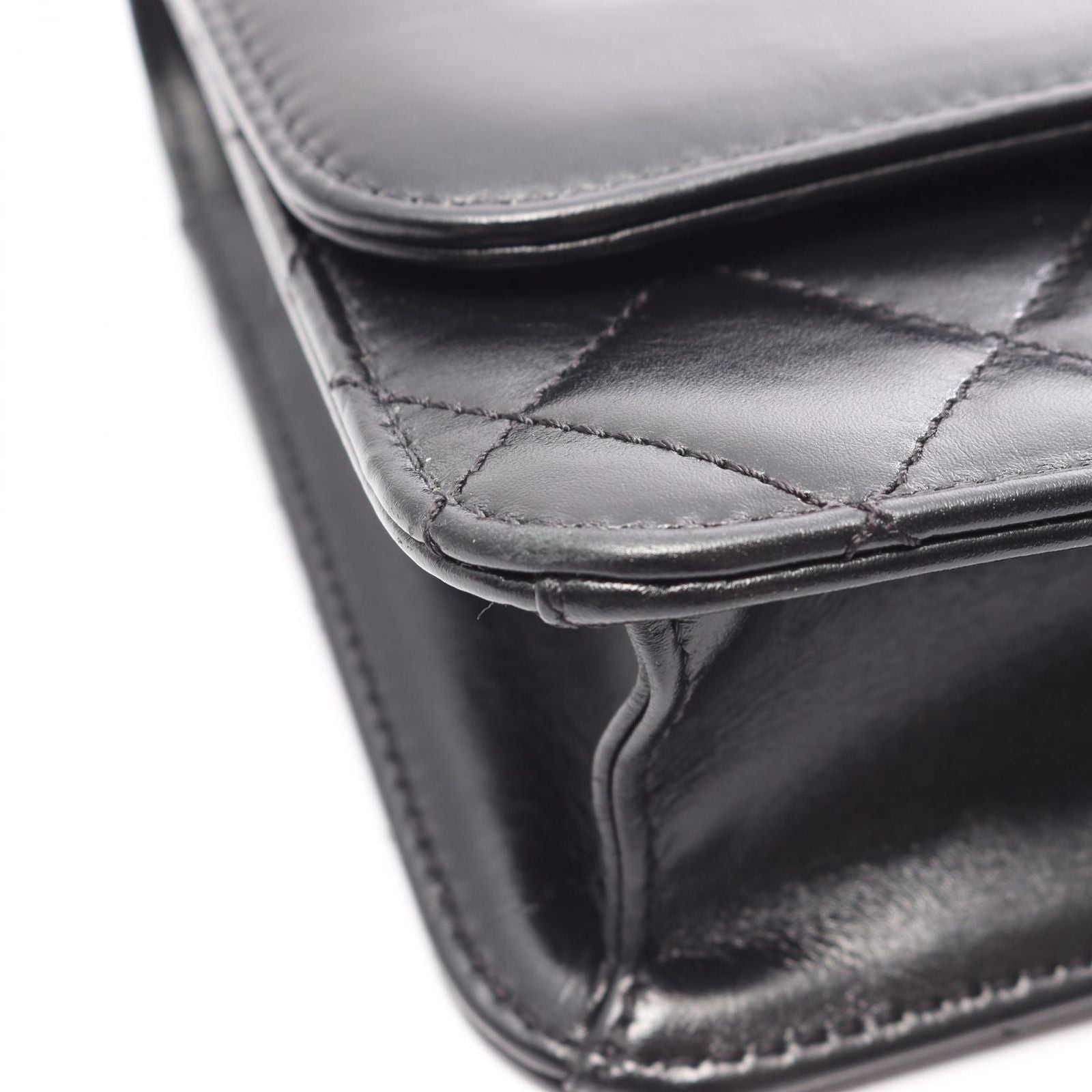 Chanel Shoulder Bag Quilted Small Flap Black Leather Chain