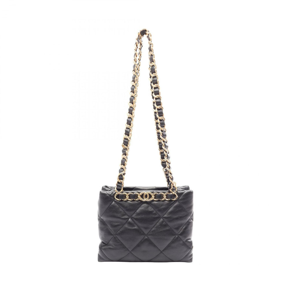 Chanel Tote Bag Quilted Small Shopping Black Lambskin