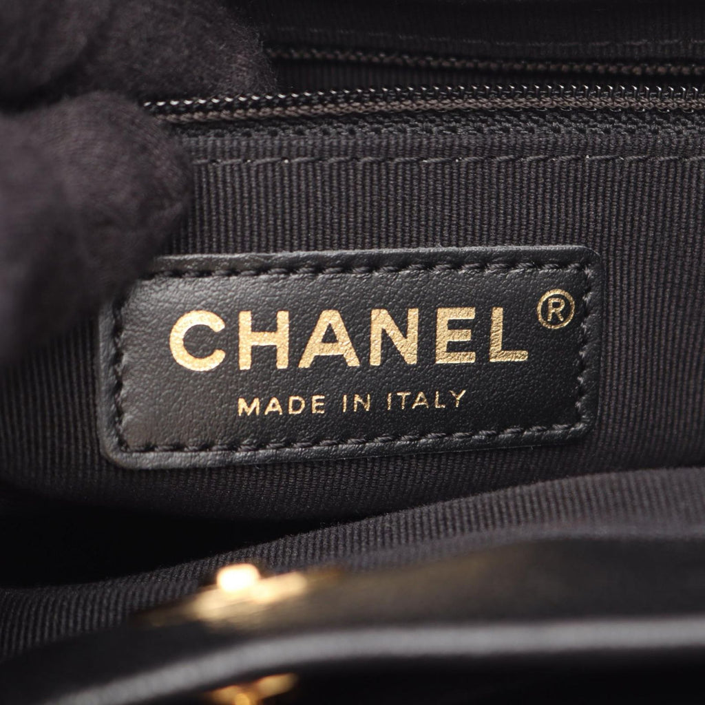 Chanel Tote Bag Quilted Small Shopping Black Lambskin