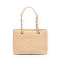 Chanel Tote Bag Quilted Grand Shopping GST Beige Caviar Leather GST Chain