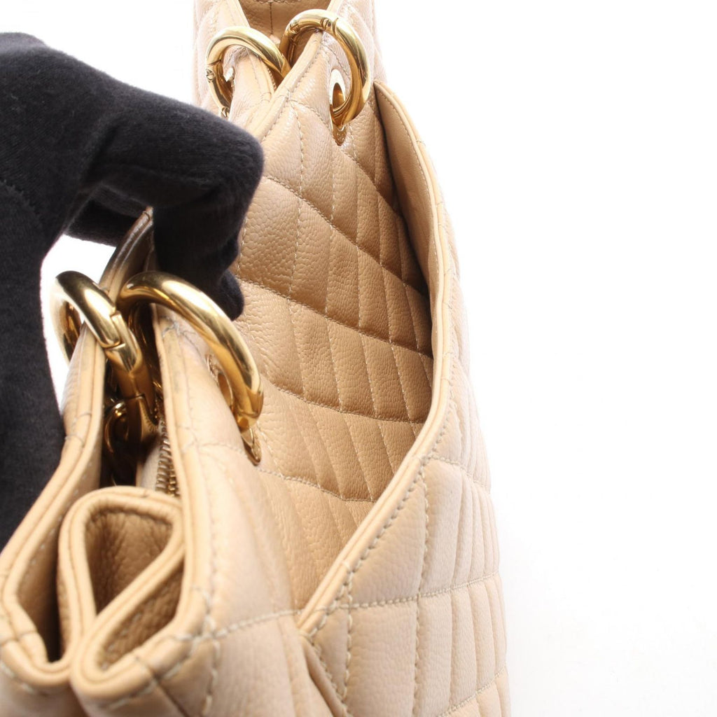 Chanel Tote Bag Quilted Grand Shopping GST Beige Caviar Leather GST Chain