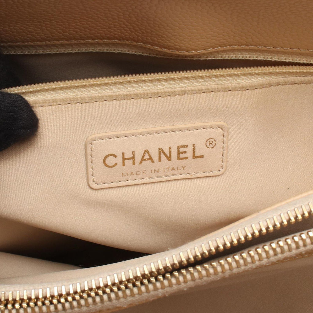 Chanel Tote Bag Quilted Grand Shopping GST Beige Caviar Leather GST Chain