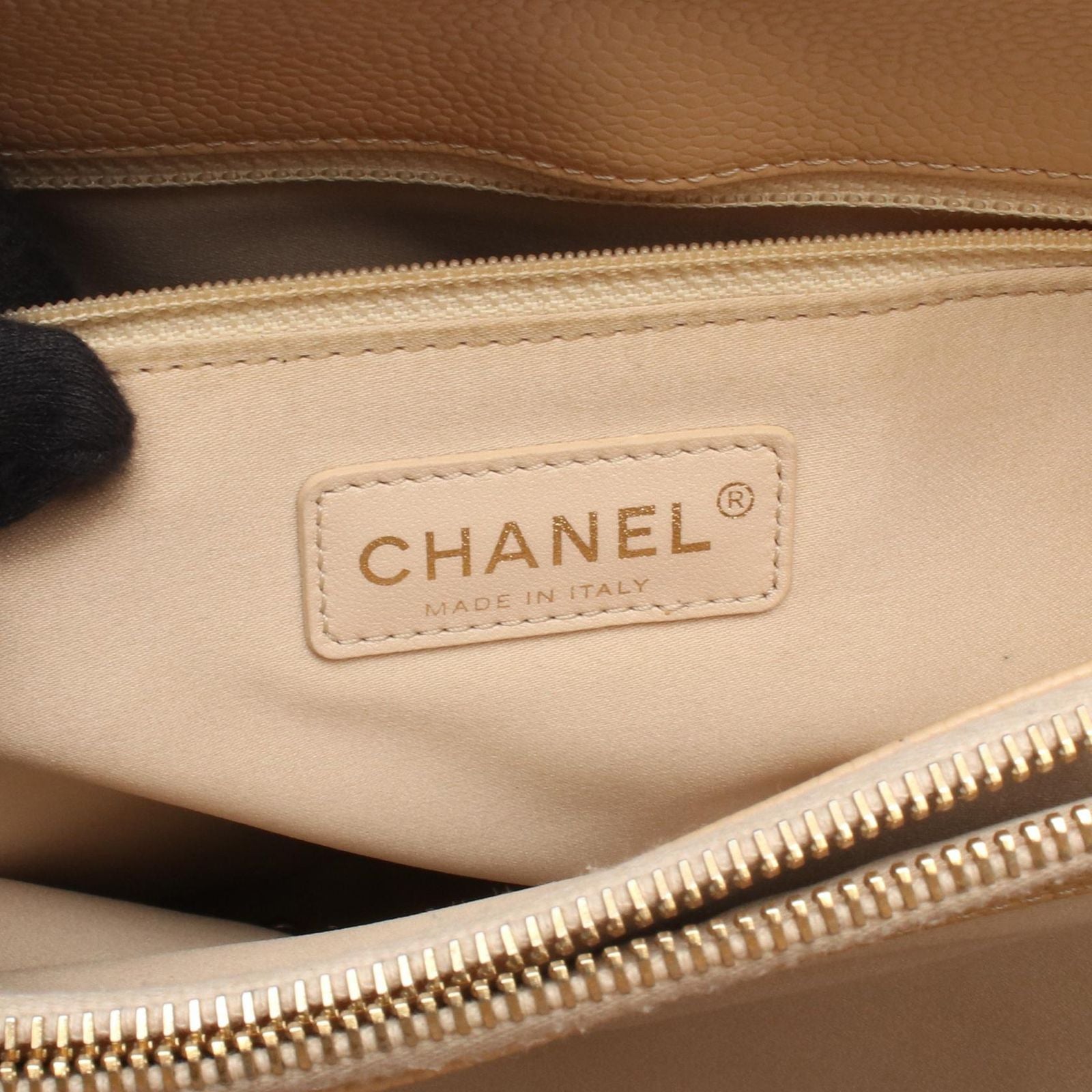 Chanel Tote Bag Quilted Grand Shopping GST Beige Caviar Leather GST Chain