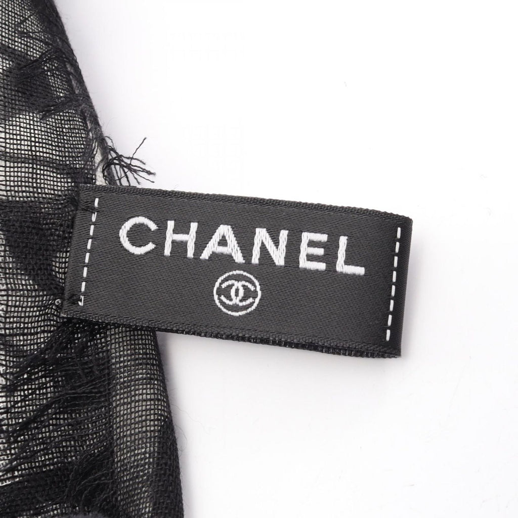 Chanel Shawl CC Logo Black Silk Scarf