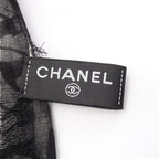 Chanel Shawl CC Logo Black Silk Scarf