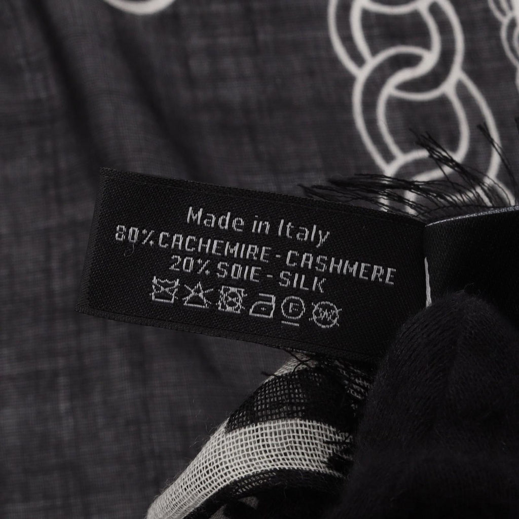 Chanel Shawl CC Logo Black Silk Scarf
