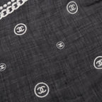 Chanel Shawl CC Logo Black Silk Scarf