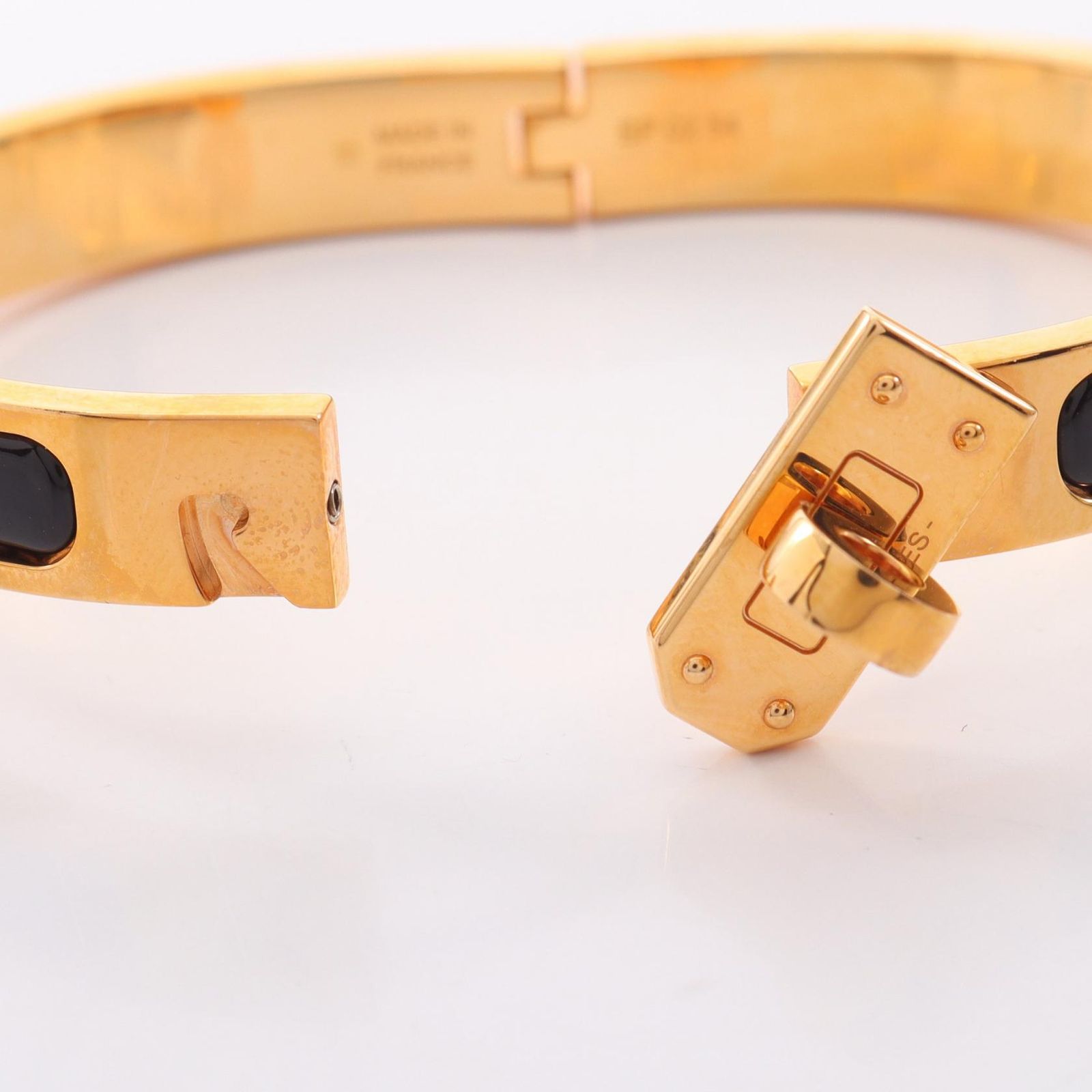 Hermes Bangle Mini Clic Kelly PM Black Crack Bracelet