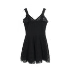 Chanel Dress CC Logo Button Camellia Lace Sleeveless Black Nylon Cotton — view 2