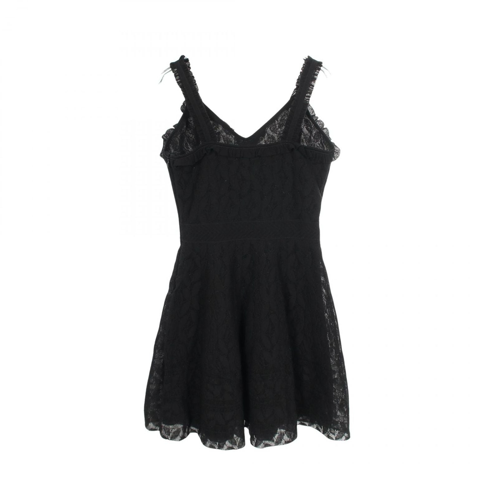 Chanel Dress CC Logo Button Camellia Lace Sleeveless Black Nylon Cotton — view 2